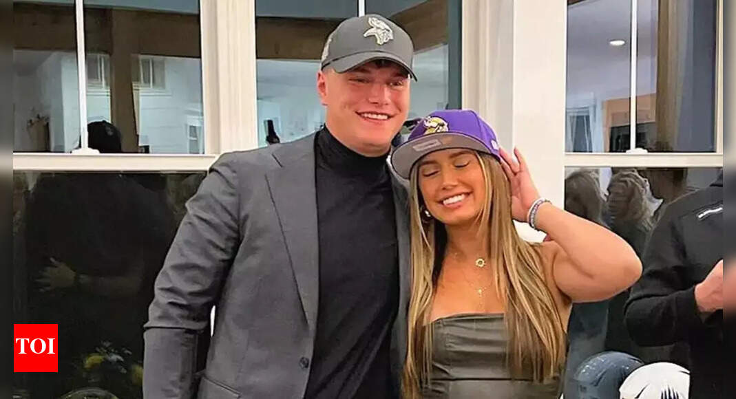 JJ McCarthy’s fiancée Katya steals hearts showing off baby boy’s adorable Vikings outfit after emotional win vs. Lions