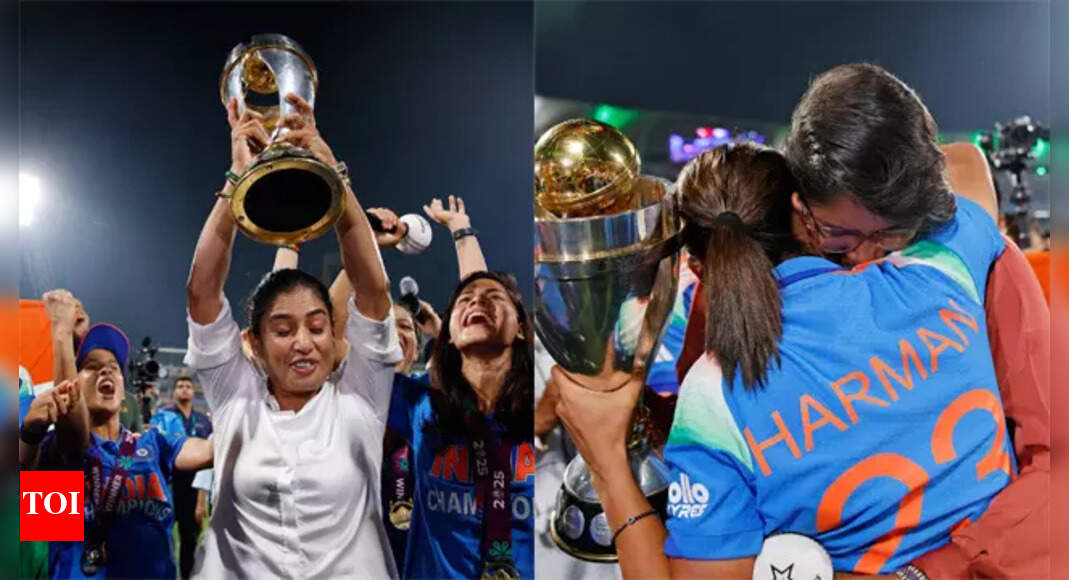 Watch: Emotional scenes as Team India shares WC trophy with Mithali & Jhulan