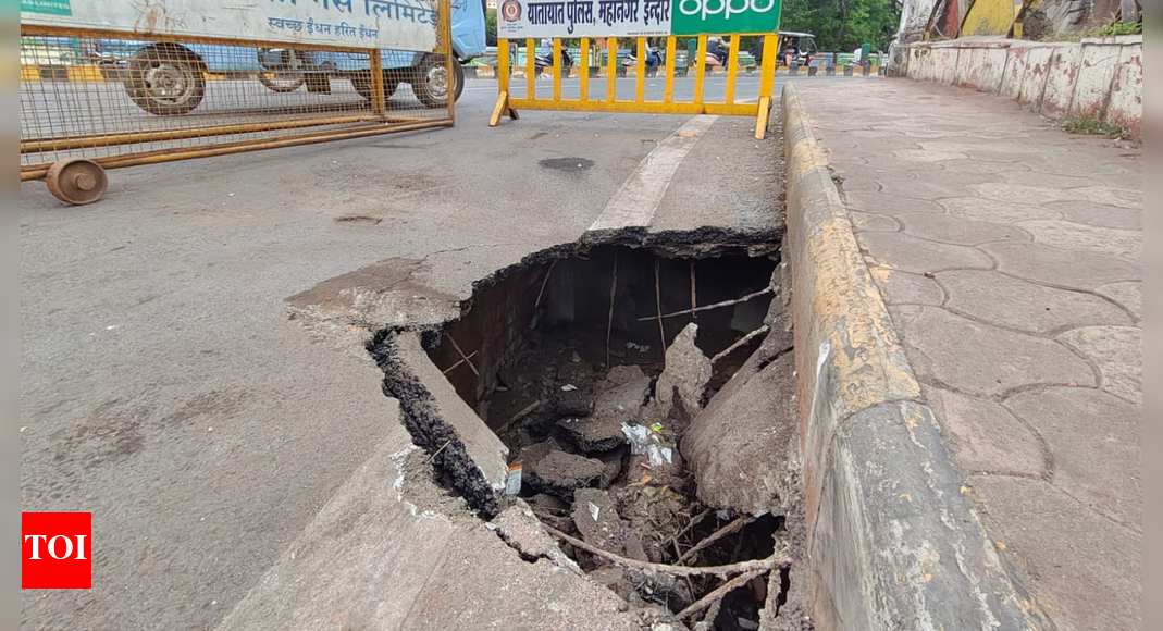 Rats burrow into 75-year-old Indore's Shastri Bridge; cave-in triggers 5x6-ft pit; civic body plans Rs 75L repair