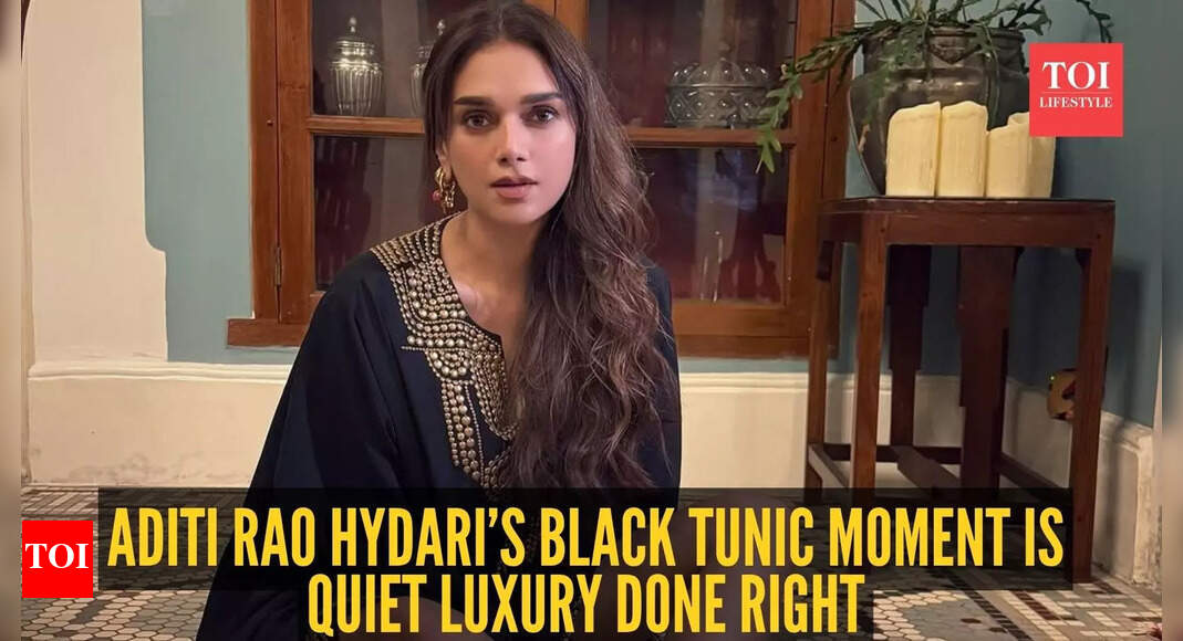 Aditi Rao Hydari’s all-black short traditional tunic screams effortless royal chic in the most daring manner