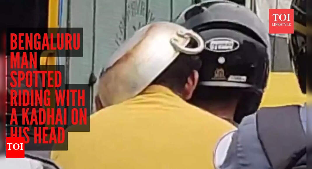 Viral video: Bengaluru man spotted riding with a kadhai on his head; here’s why police had to step in