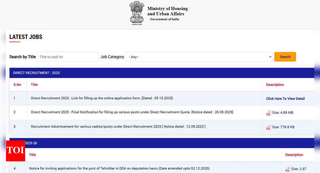 DDA recruitment 2025: Last date to apply online for MTS, JSA, Patwari, JE, Steno posts; check direct link here
