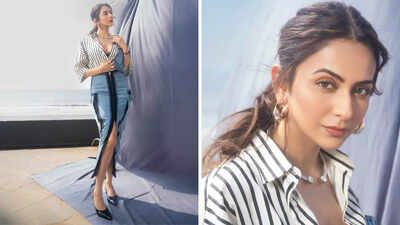 Rakul Preet Singh serves effortless style in Rs 51,000 stripes-denim look for ‘De De Pyaar De 2’ promotions