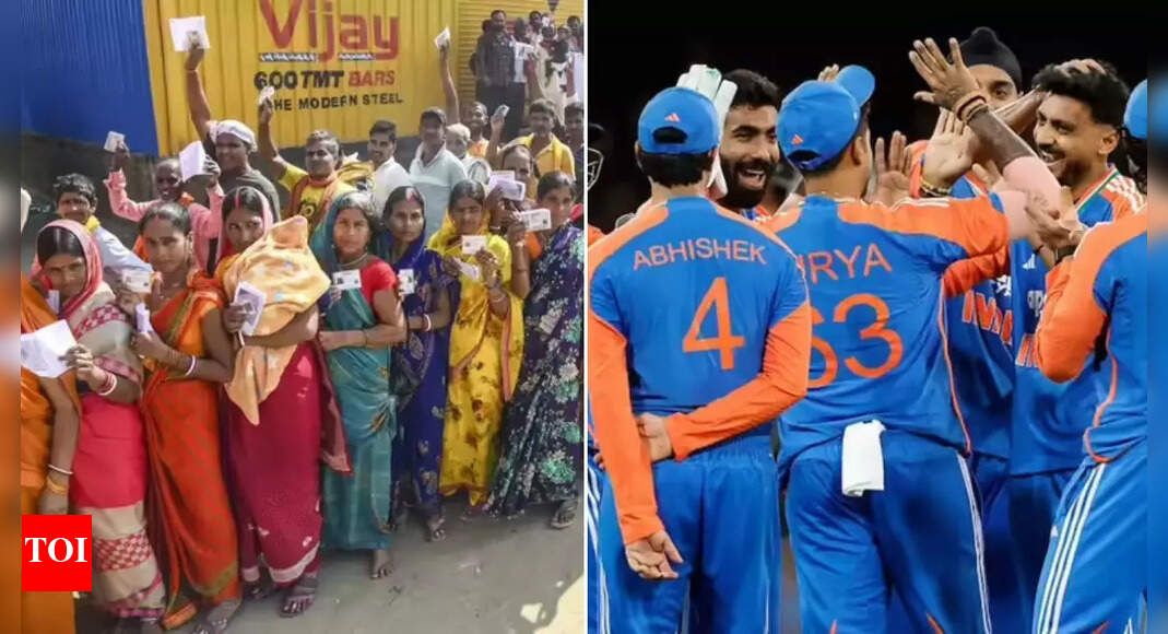 Evening news wrap: 60.13% voter turnout in Bihar polls till 5pm; India defeat Australia by 48 runs to lead 2-1 in T20I series & more