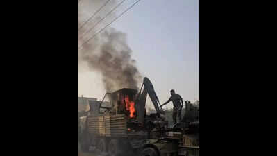 Army truck catches fire in Jaisalmer, no loss of life