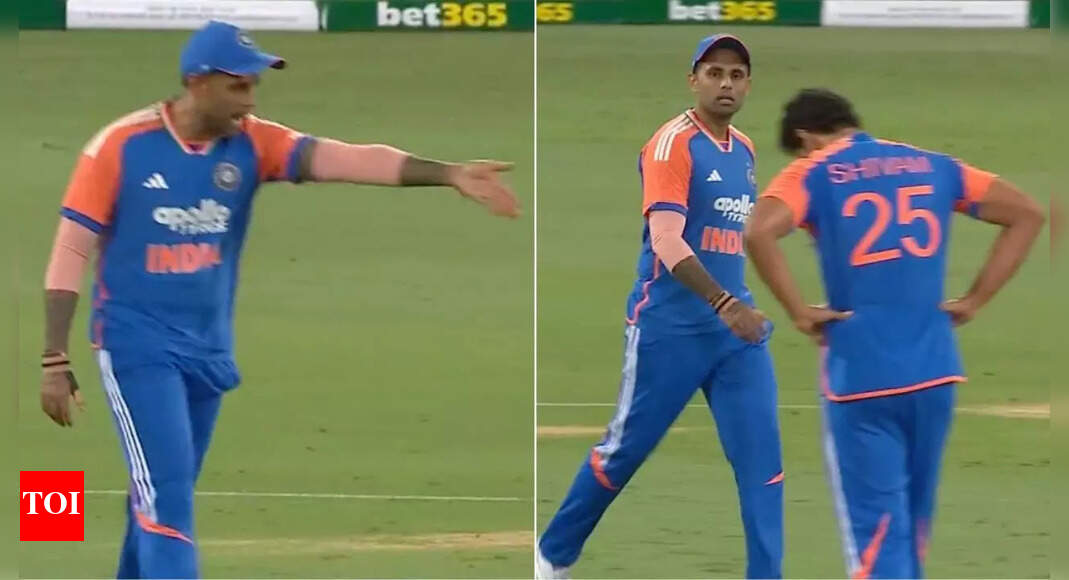 Suryakumar Yadav loses his temper at Shivam Dube during 4th T20I vs Australia