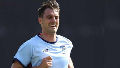 Pat Cummins bowling at full tilt in the nets; shows encouraging signs for Ashes return