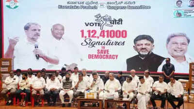  Karnataka Congress claims 1.1 crore signatures; Siddaramaiah, DKS raise pitch on EC role