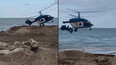  Video shows moment helicopter splits into two and crashes - Watch