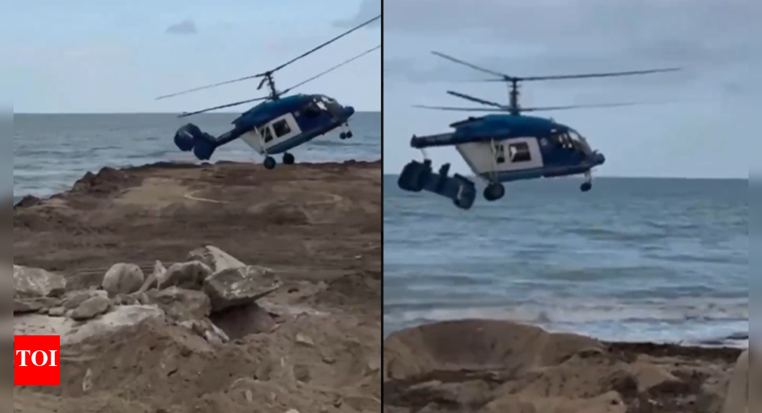 Russian chopper crash in Dagestan: Video shows moment helicopter splits into two and crashes - Watch