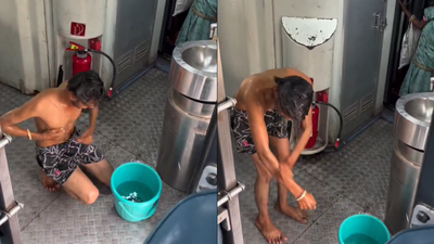 Watch: Passenger films bizarre bath on train; railways identifies man, takes action