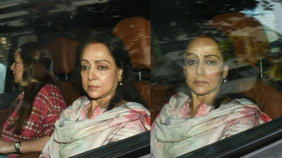 Hema Malini looks emotional as she makes FIRST appearance with Esha Deol after dismissing death reports of Dharmendra