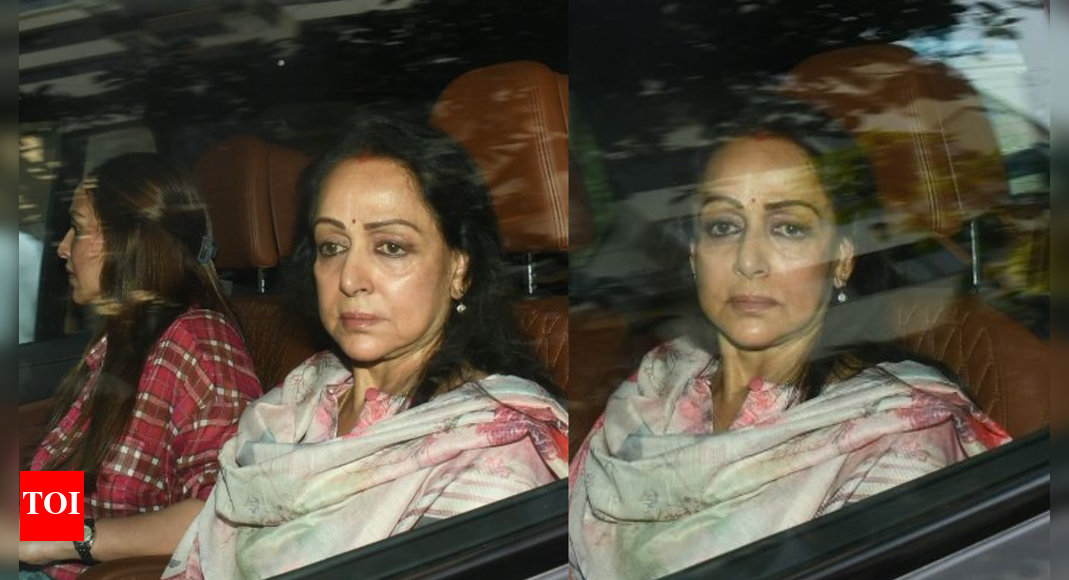 Hema Malini looks emotional as she makes FIRST appearance with Esha Deol after dismissing death reports of Dharmendra
