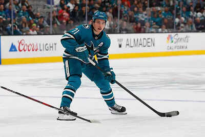 Will Smith watches in shock as San Jose Sharks’ Macklin Celebrini suffers an injury and loses teeth during San Jose Sharks vs the Anaheim Ducks game