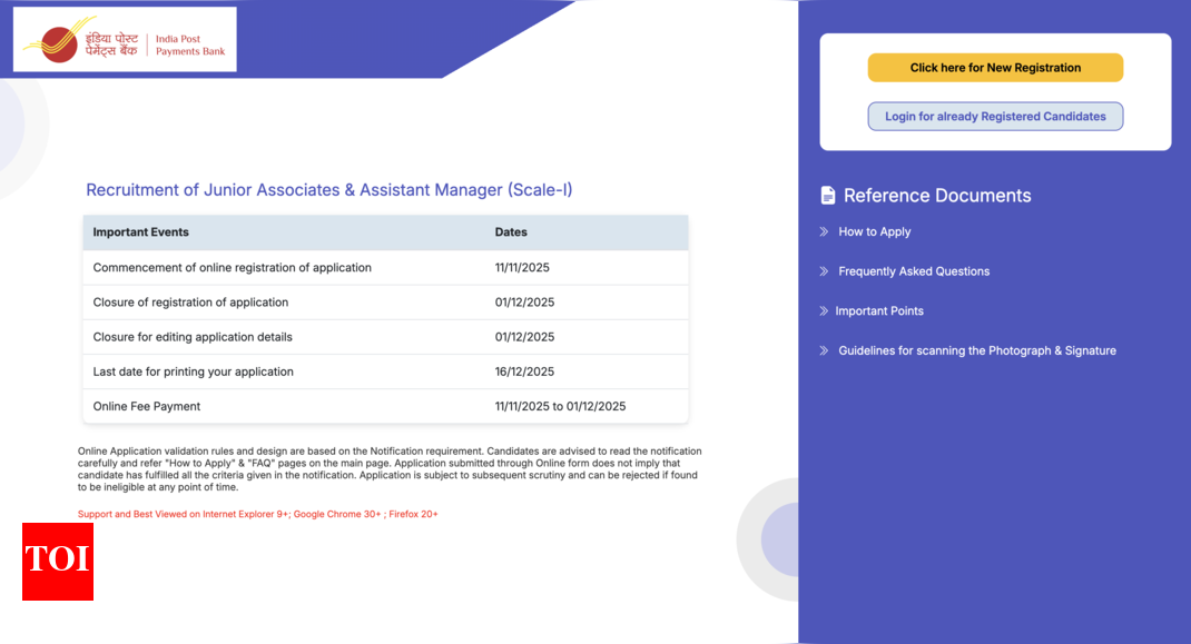 India Post Payment Bank recruitment 2025: Notification released for 309 Clerk and PO posts, direct link to apply here
