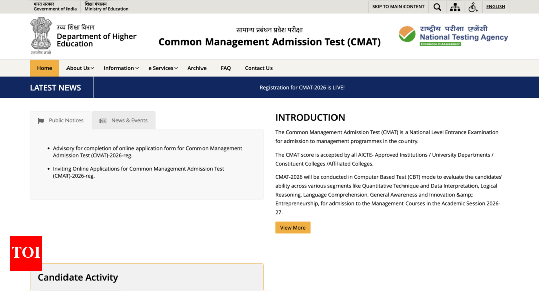 CMAT registration 2026: NTA issues advisory for applicants, registration process underway at cmat.nta.nic.in