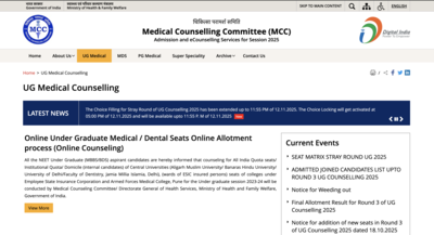 NEET UG Counselling 2025: MCC Extends Choice Filling Deadline for Stray Vacancy Round Till This Date