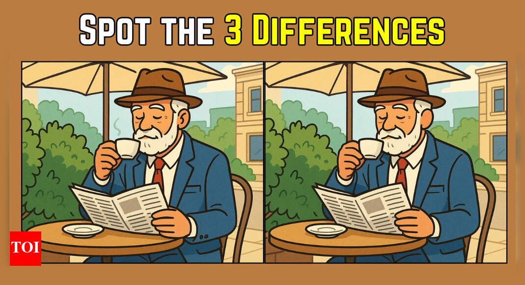 Can you spot 3 differences in this ‘old man drinking coffee’ image under 9 seconds?
