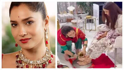 Ankita Lokhande washes her BFF Srishty Rode's feet, latter blesses her