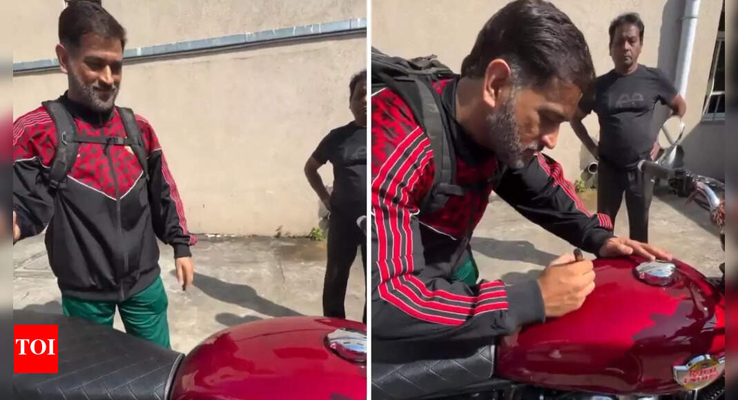 'Chala ke report dena': MS Dhoni signs fan's bike, video goes viral - watch