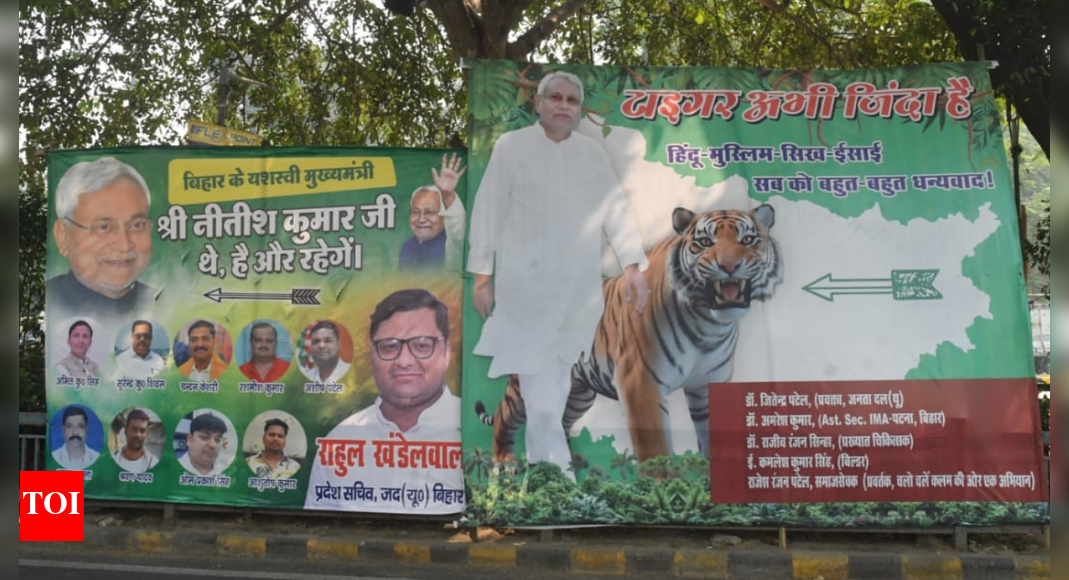 'Tiger abhi zinda hai': Poster outside Nitish Kumar’s house draws attention as NDA leads in Bihar