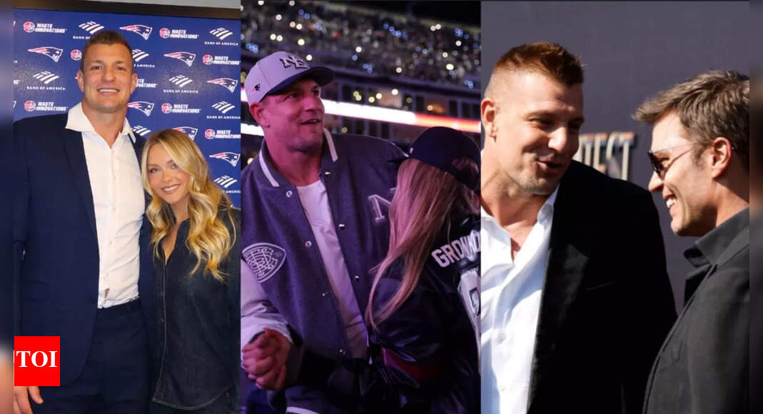 Camille Kostek supports Rob Gronkowski as he reflects on following Tom Brady
