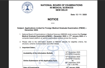 FMGE December registration 2025 starts at natboard.edu.in: Direct link to apply here