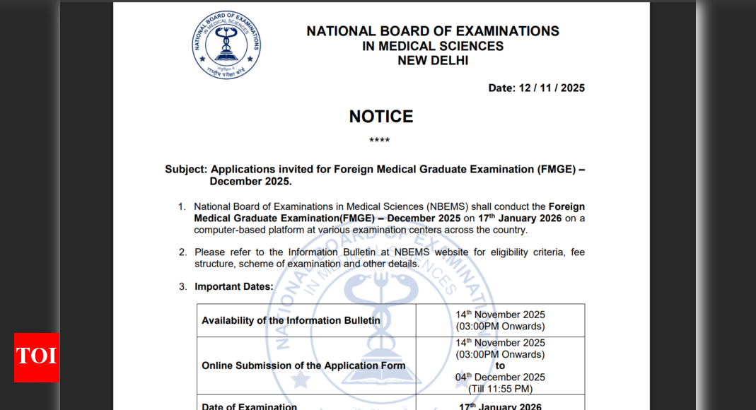 FMGE December registration 2025 starts at natboard.edu.in: Direct link to apply here
