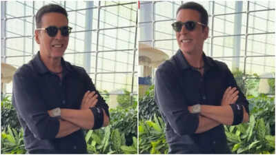 Akshay Kumar turns airport visit into impromptu photoshoot, poses for paparazzi