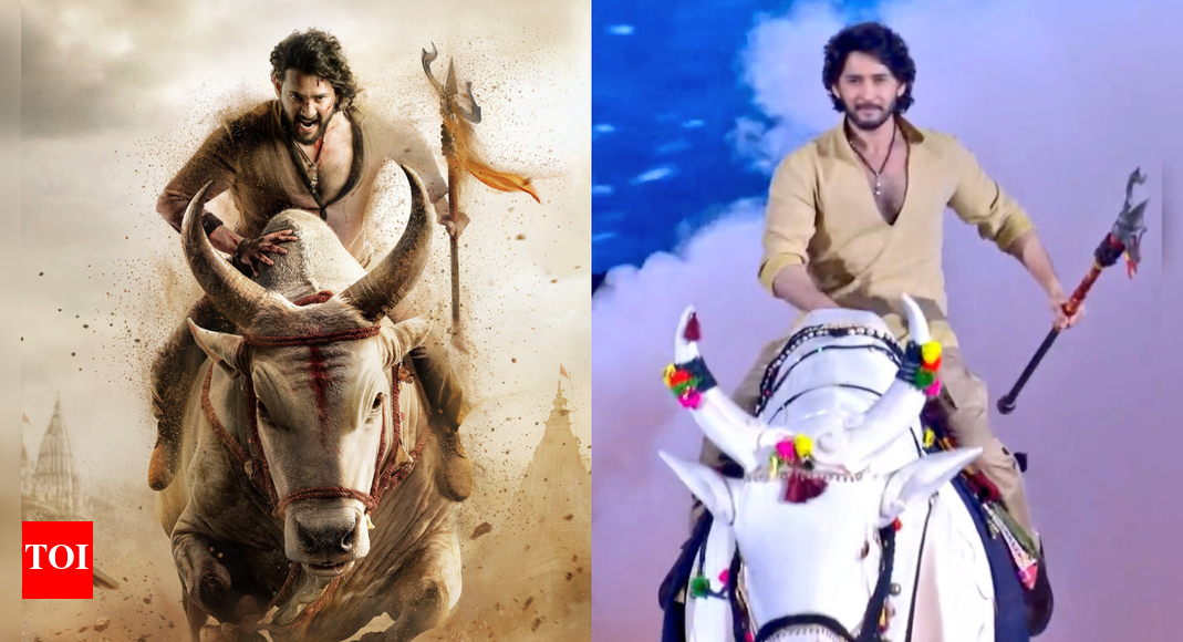 'Varanasi' movie: Mahesh Babu makes grand entrance on mechanical bull at teaser launch