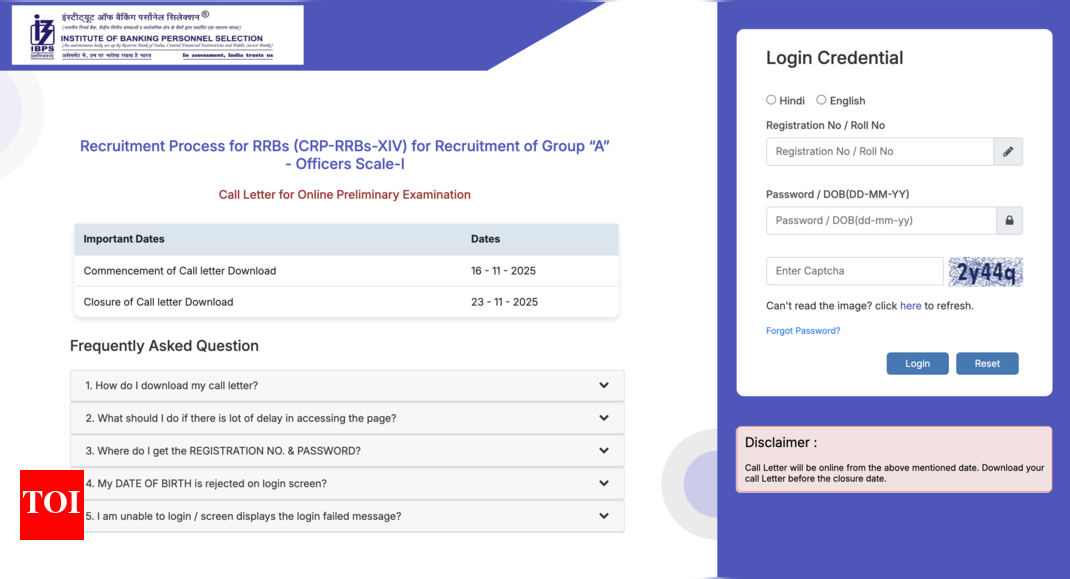 IBPS RRB PO admit card 2025 for prelims released at ibps.in: Check direct link, how to download hall ticket here