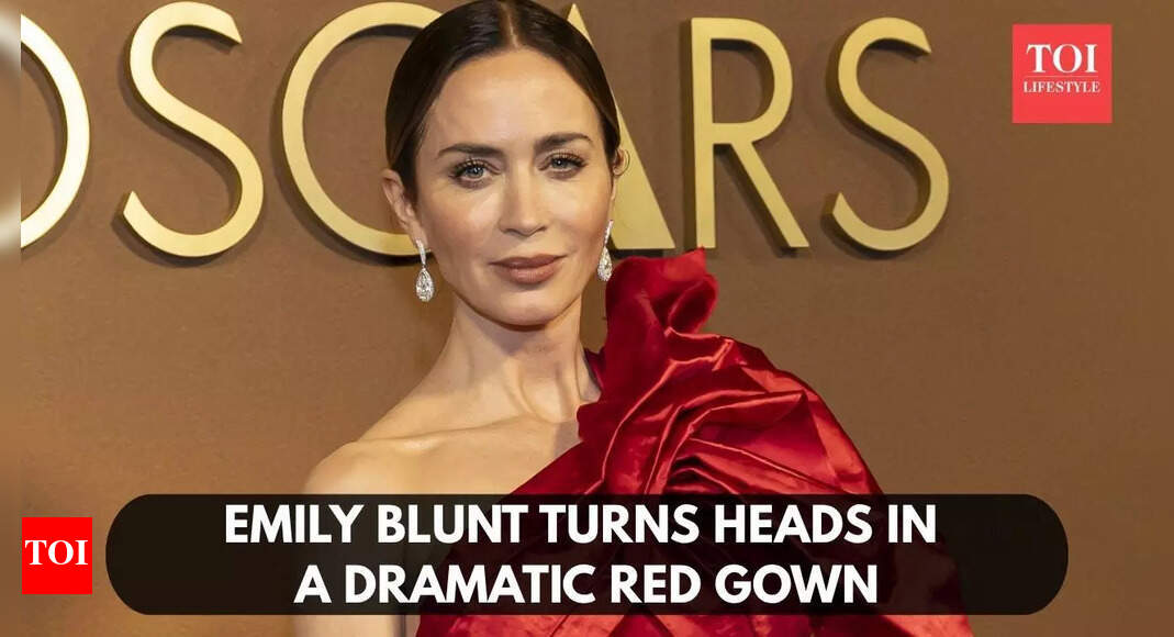 Emily Blunt turns heads in a dramatic red gown at the Governors Awards
