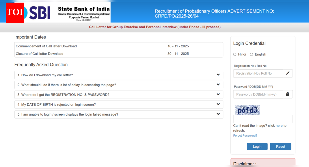 SBI PO interview call letter 2025 released at sbi.co.in: Direct link to download hall tickets here