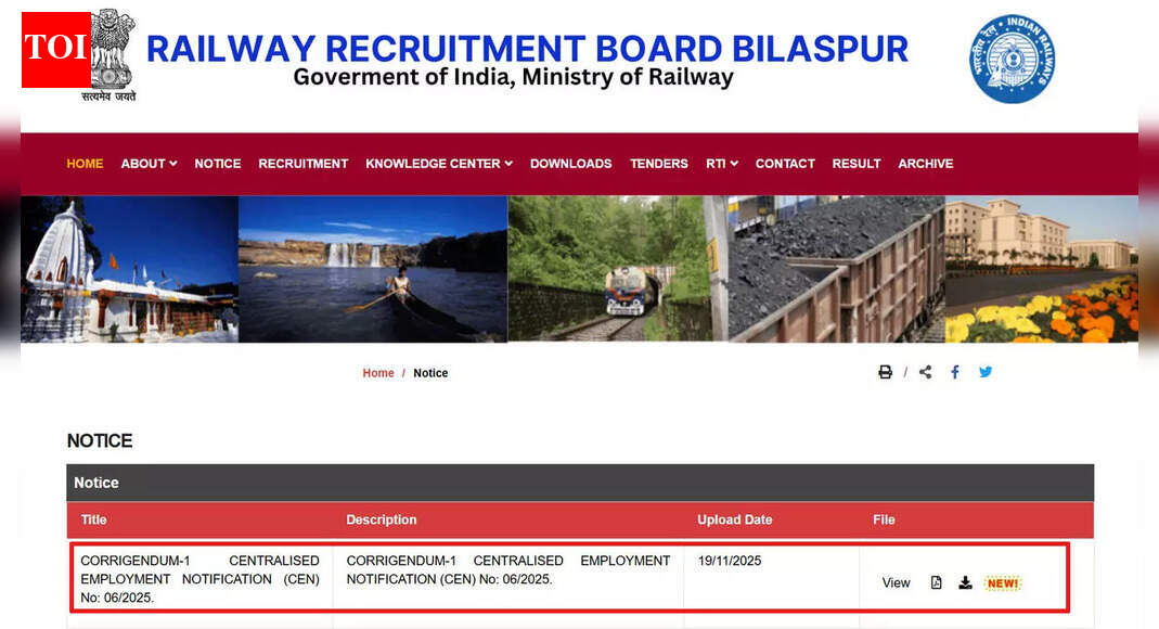 RRB NTPC graduate level application date extended to 27 November; check CEN 06/2025 revised schedule here