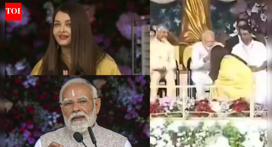 Aishwarya Rai Bachchan touches PM Narendra Modi’s feet