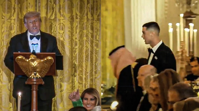 Watch: Trump says Barron ‘is a big fan of Ronaldo’ as football star attends White House dinner