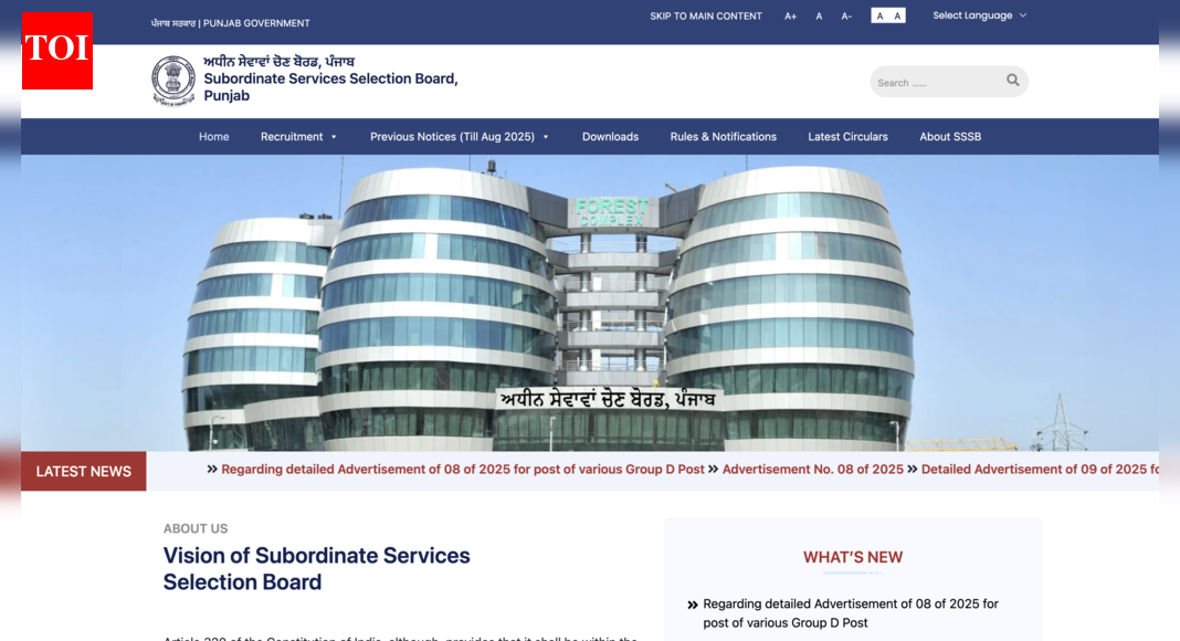 PSSSB group D recruitment 2025 notification released for 331 posts: Registrations open on this date, check details