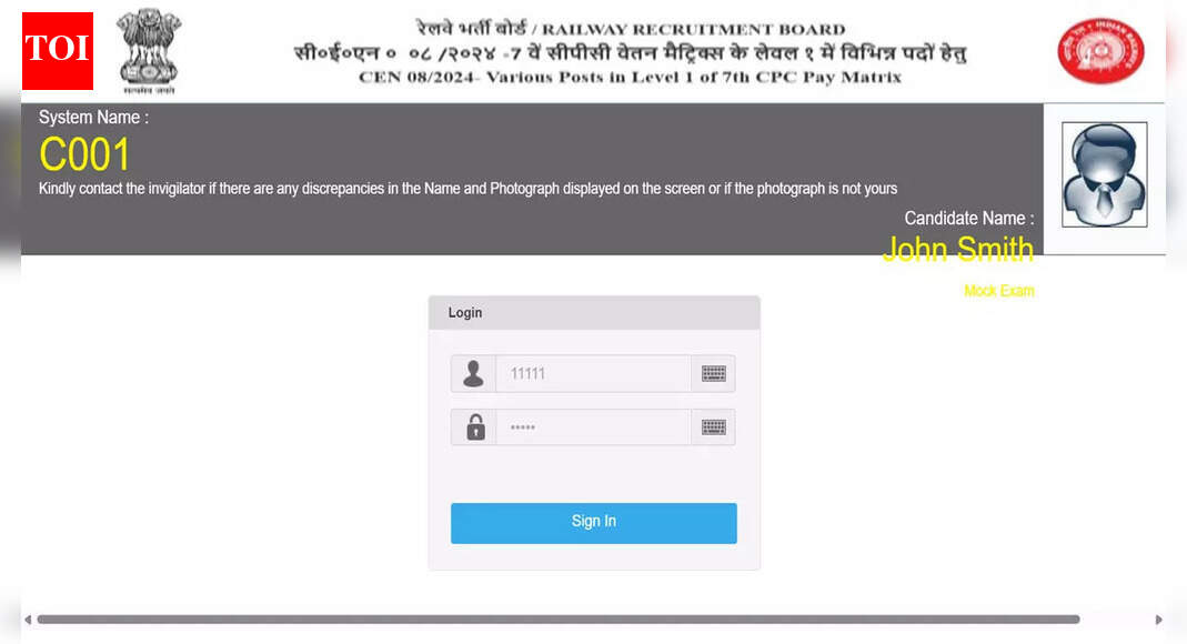 RRB Group D mock test link active for CEN 08/2024; download your city slip here