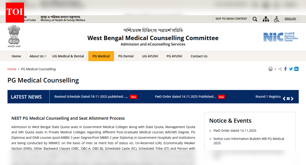 WB NEET PG काउंसलिंग 2025: राउंड 1 के लिए च्वाइस फिलिंग आज से wbmcc.nic.in पर शुरू हो रही है; विवरण यहां जांचें