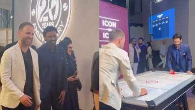 Dhanush and Kane Williamson’s viral meet: Air hockey face-off dominates the internet
