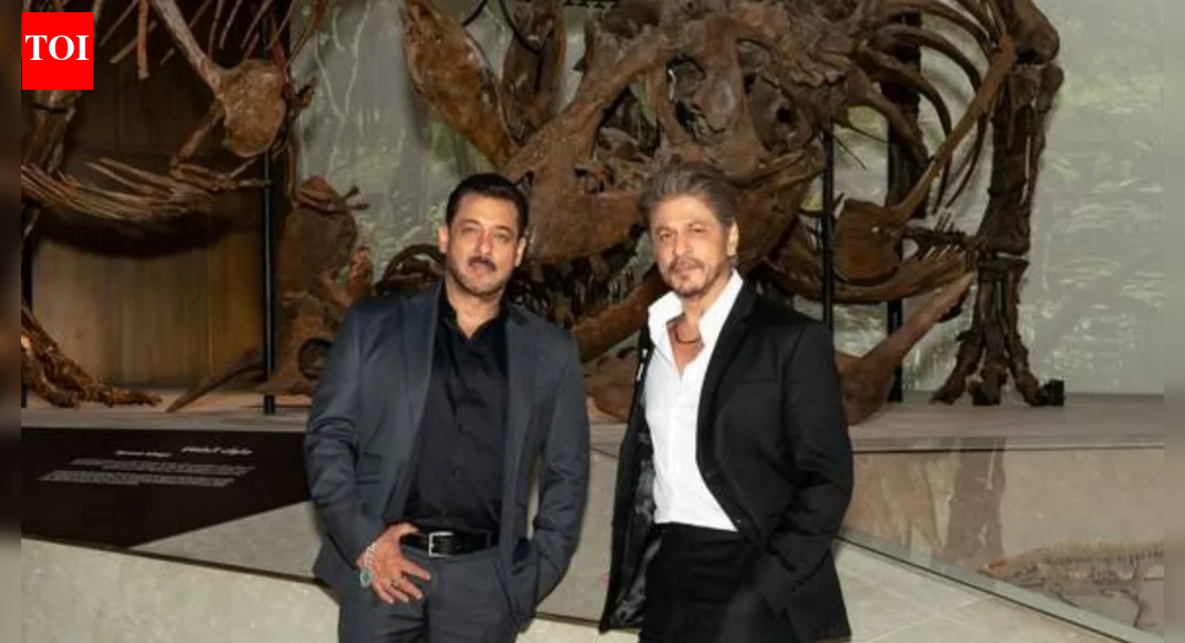 Shah Rukh Khan and Salman Khan visit Abu Dhabi museum, pose with giant dinosaur fossil; fans say, ‘Lately I’ve seen SRK more with him than Gauri’