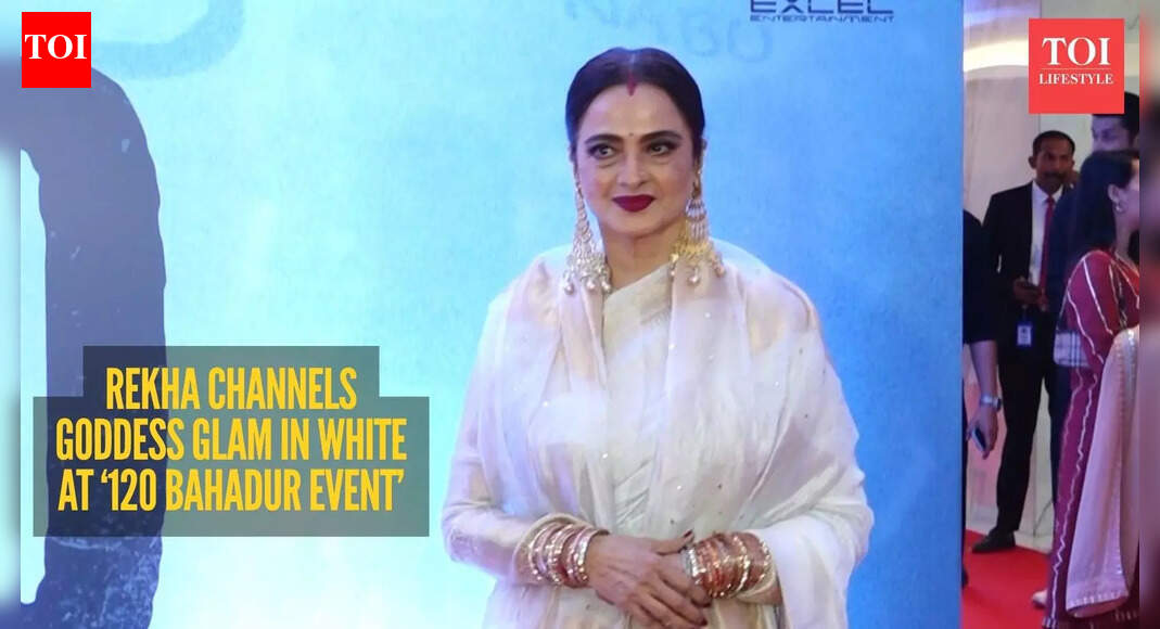 Rekha’s white saree moment at ‘120 Bahadur’ screening is pure goddess energy