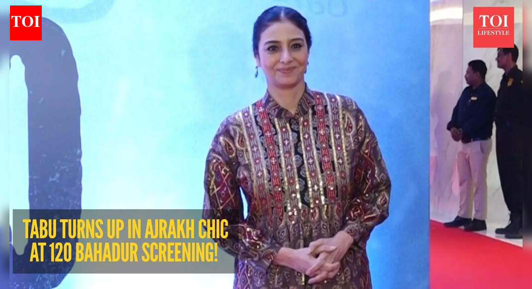 Tabu’s artisanal Ajrakh outfit was the real showstopper at ‘120 Bahadur’ screening