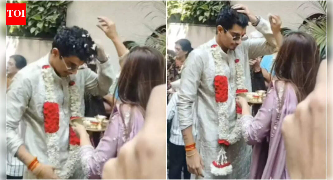 Palash Muchhal receives loving welcome at Smriti’s home