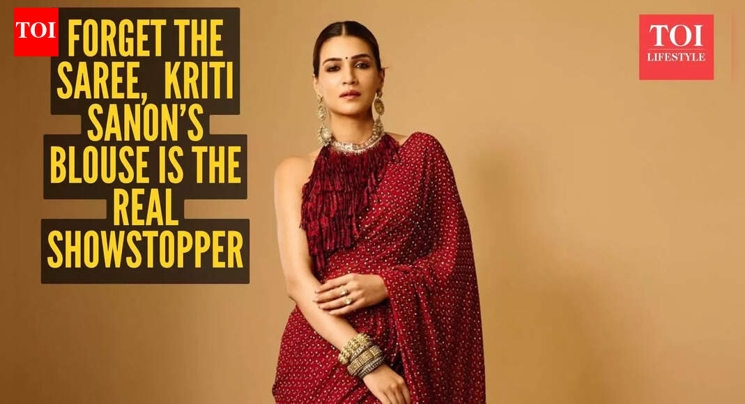Kriti Sanon’s Ajrakh saree's blouse design is going viral and brides are taking notes