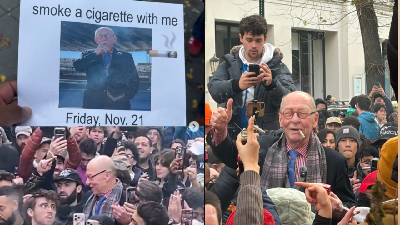 come smoke a cigarette with me 2,500 New Yorkers showed up for an old man's five-minute cigarette break  invitation | World News