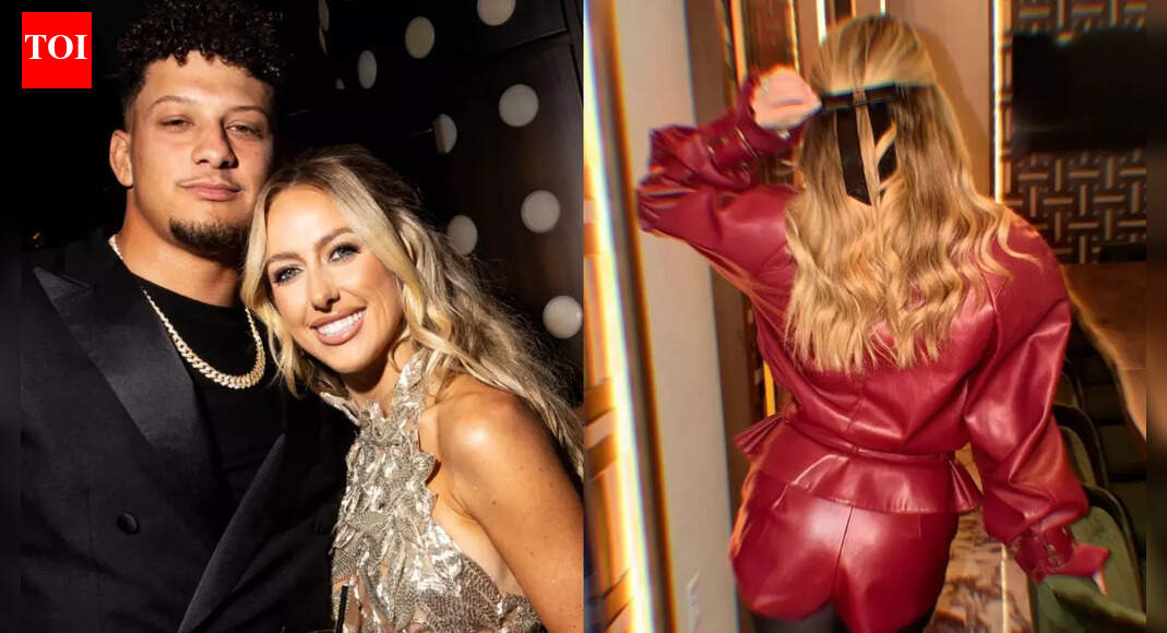 Brittany Mahomes stuns in red leather dress on romantic date with Patrick Mahomes before he leads Chiefs into showdown with Colts