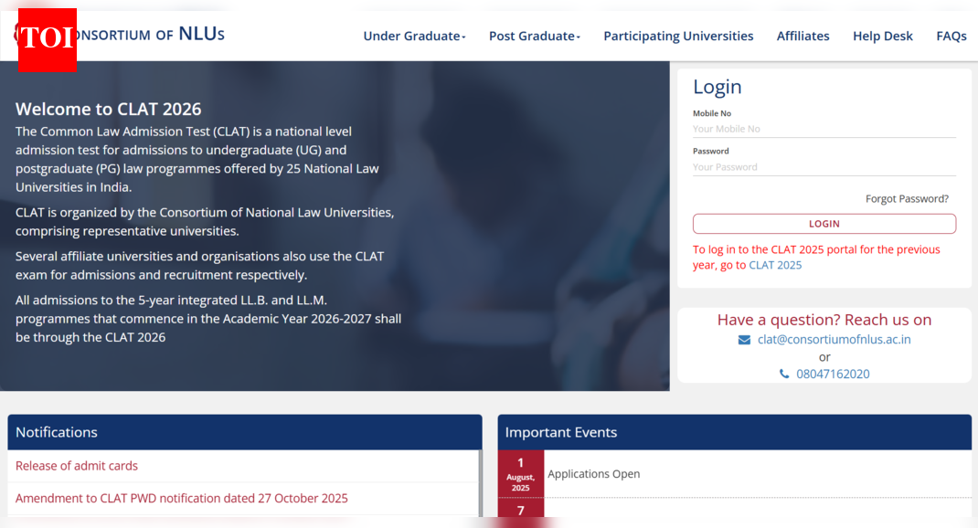 CLAT admit card 2026 released at consortiumofnlus.ac.in: Direct link to download here