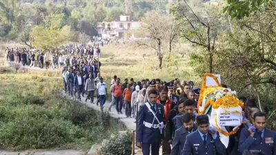 Salute, tears, resolve mark Tejas pilot’s final journey in Kangra; Wing Commander Syal cremated with full state honours