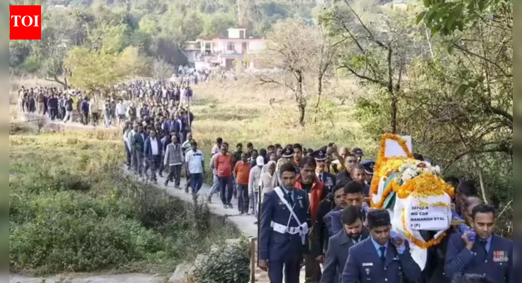 Salute, tears mark Tejas pilot’s Syal's final journey in Kangra